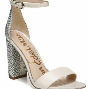 Sam Edelman Yaro Cream and Gray Snakeskin Women's Heels